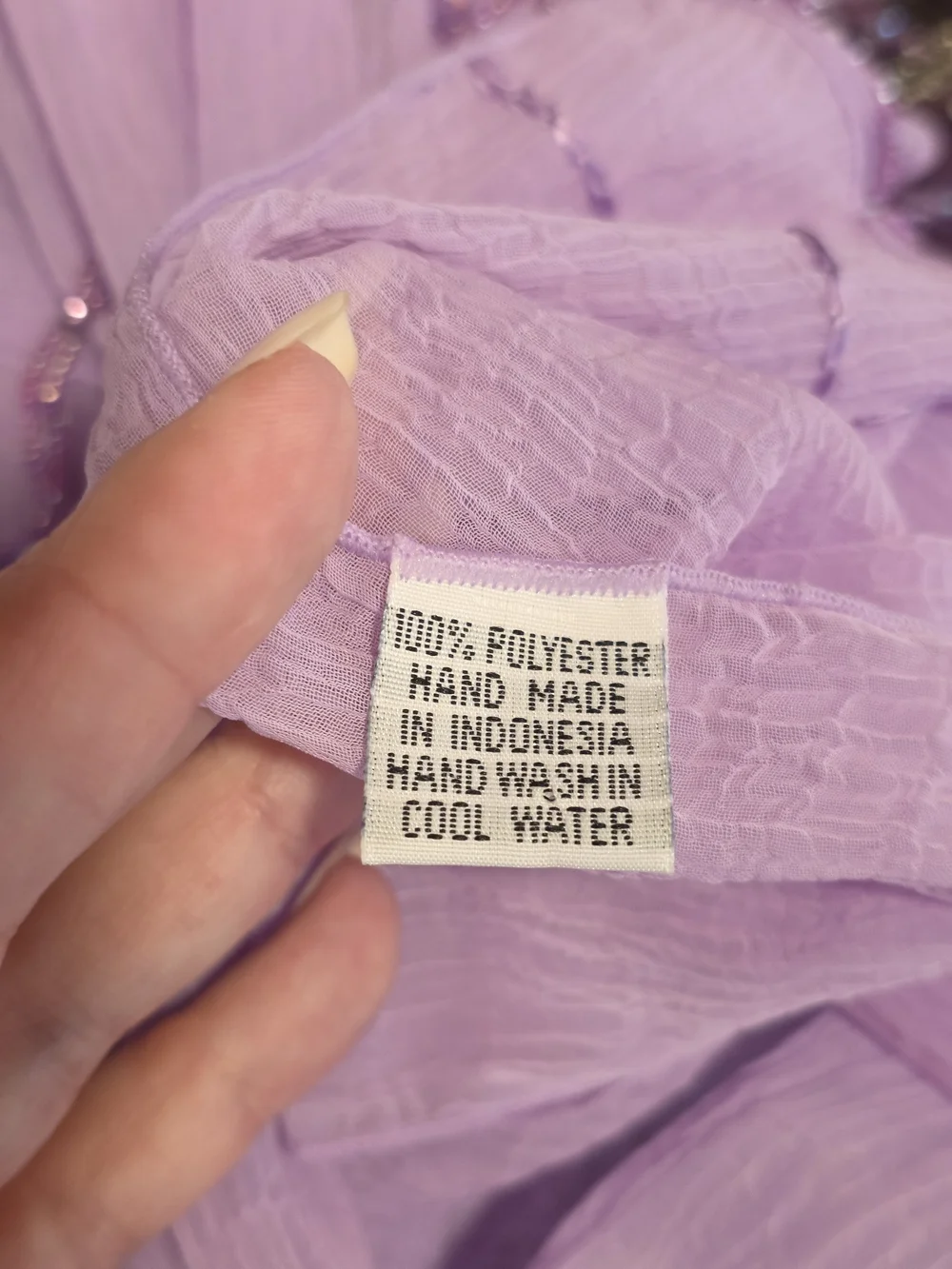 Vintage Y2K Sheer Shawl Lavender Embroidered Wrap Scarf Beaded Fringe